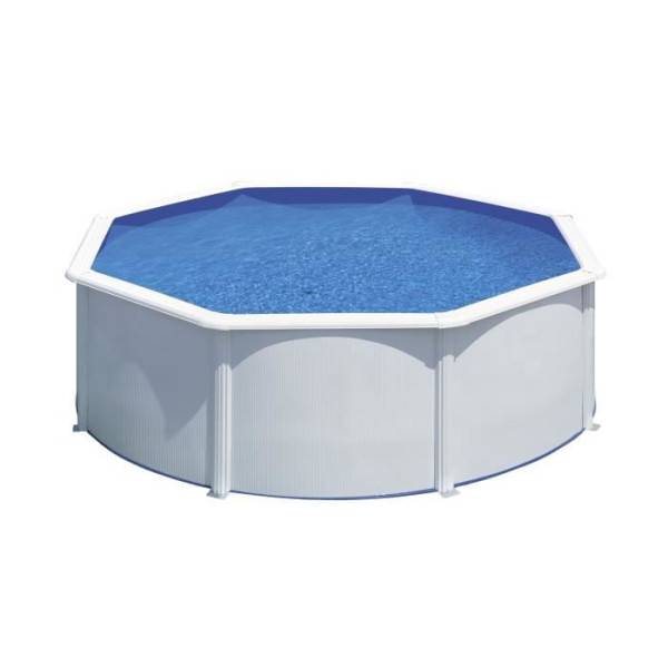 GRE - Kit Piscine hors sol acier ronde blanche Ø370 x 122 cm (Livrée avec filtre a sable et échelle) - Image 1