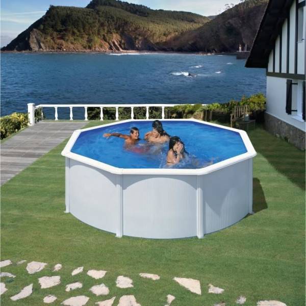GRE - Kit Piscine hors sol acier ronde blanche Ø370 x 122 cm (Livrée avec filtre a sable et échelle) - Image 2