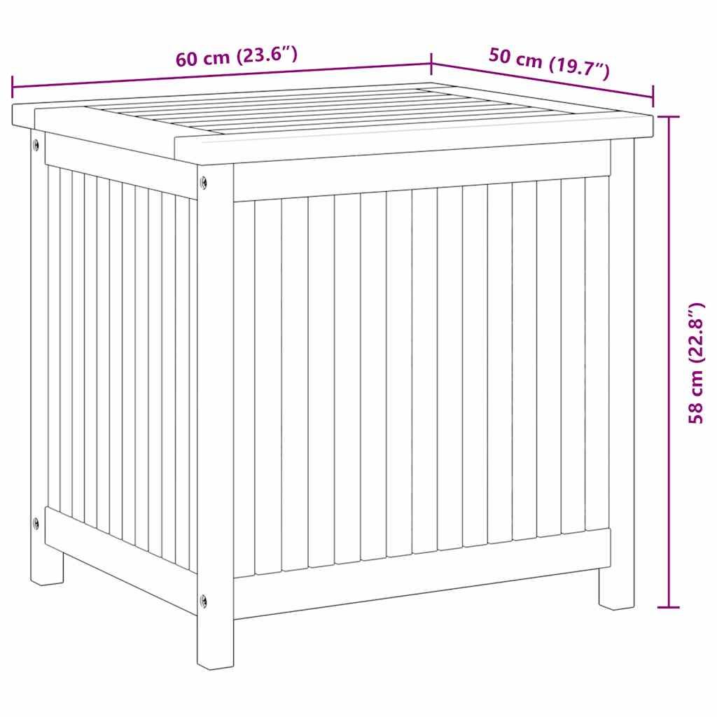 Coffre de rangement de jardin bois de teck naturel 60 x 50 x 58 cm - PANGIVO - Image 10