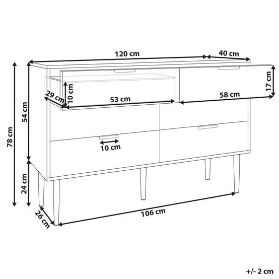 Beliani - Commode MDF Blanc SOHO - 120x40x78- Beliani - Image 3