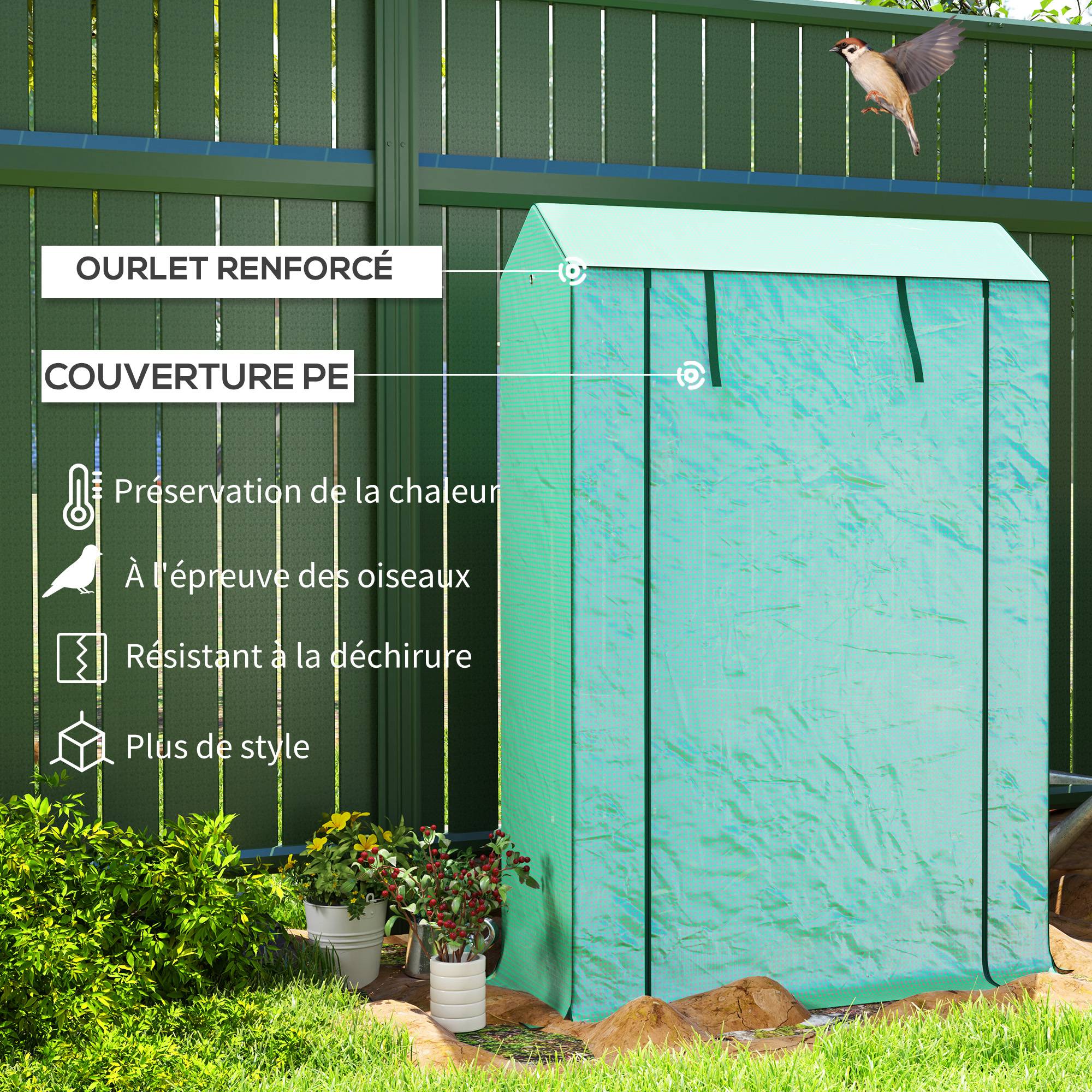 ComfortXL - Serre de jardin polyéthylène vert 100 x 40 x 150 cm 3 étagères protection UV - ComfortXL Outdoor Living - Image 6