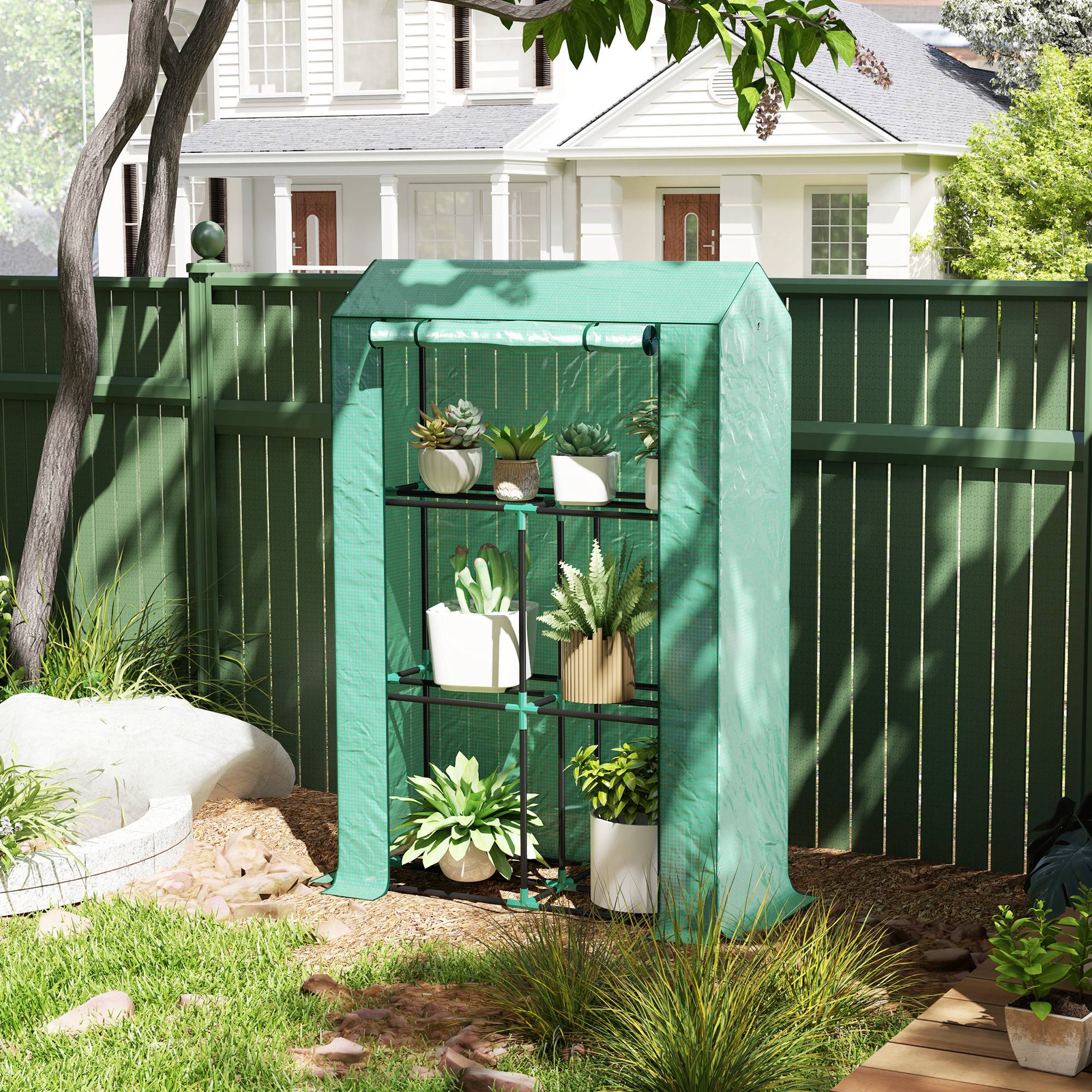 ComfortXL - Serre de jardin polyéthylène vert 100 x 40 x 150 cm 3 étagères protection UV - ComfortXL Outdoor Living - Image 4