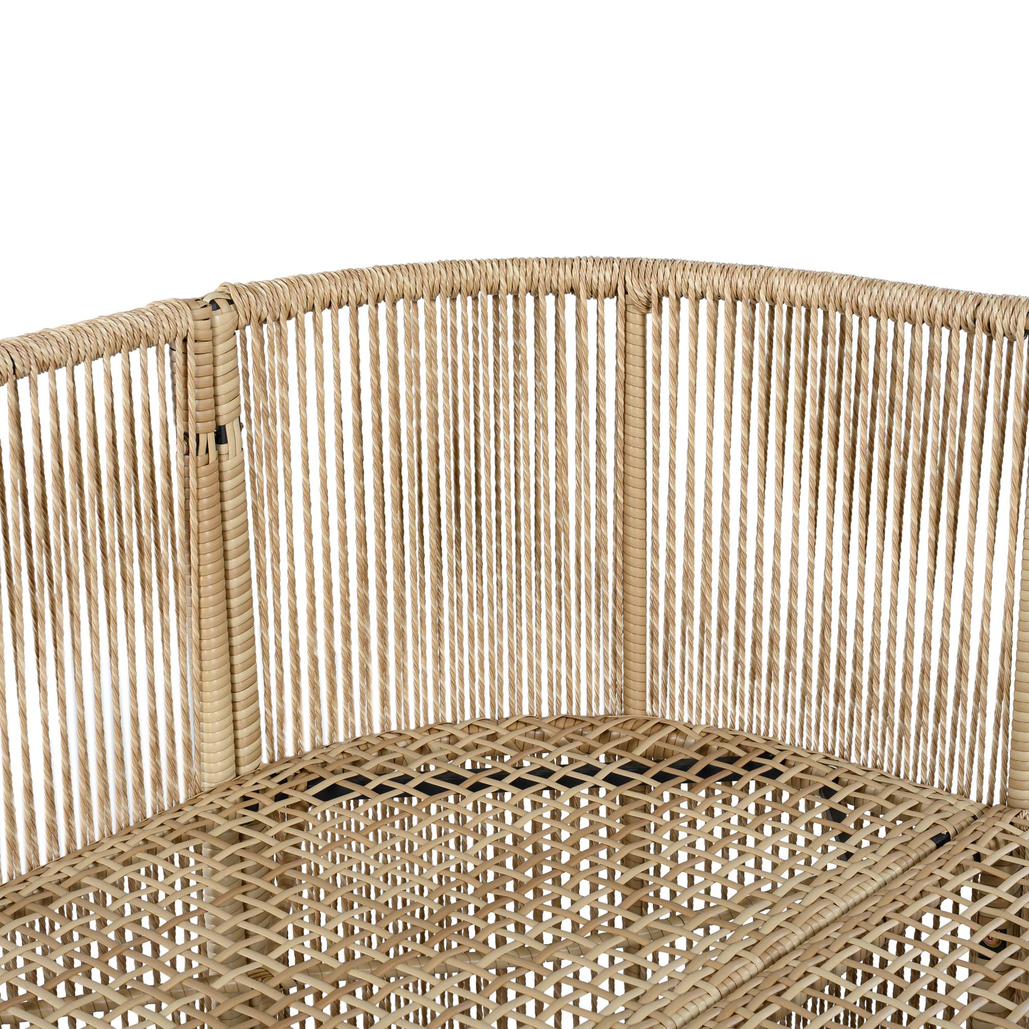 ComfortXL - Salon de jardin 5 places résine tressée terrasse extérieur table verre beige noir - ComfortXL Outdoor Living - Image 9