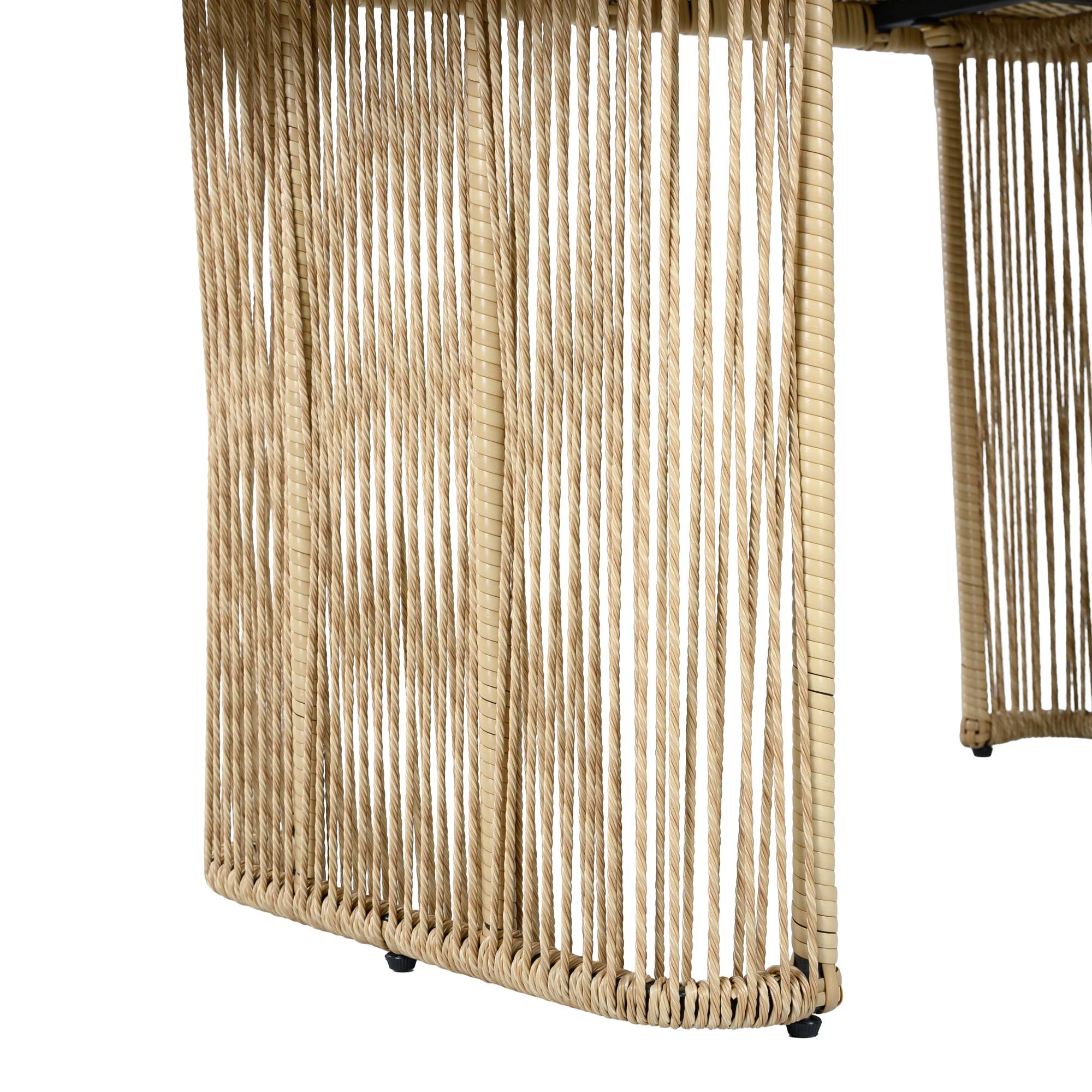 ComfortXL - Salon de jardin 5 places résine tressée terrasse extérieur table verre beige noir - ComfortXL Outdoor Living - Image 8