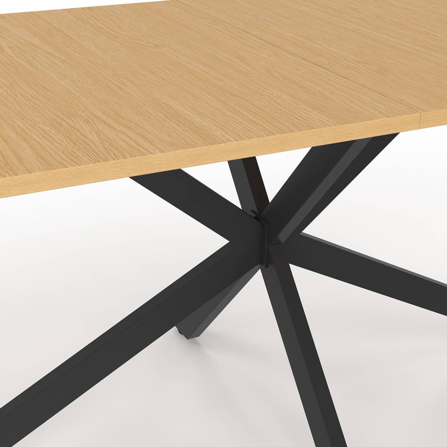 Salon de jardin MESSINA table 190 cm pied araignée plateau métal effet bois et 8 chaises empilables noires - Image 6