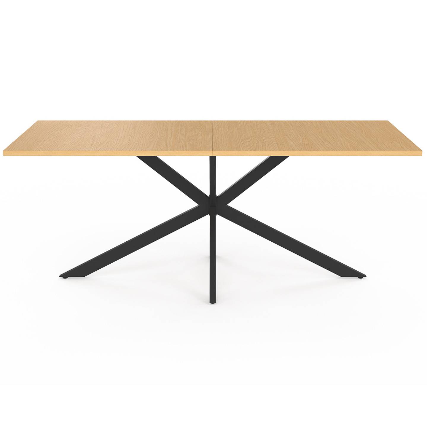 Salon de jardin MESSINA table 190 cm pied araignée plateau métal effet bois et 8 chaises empilables noires - Image 3