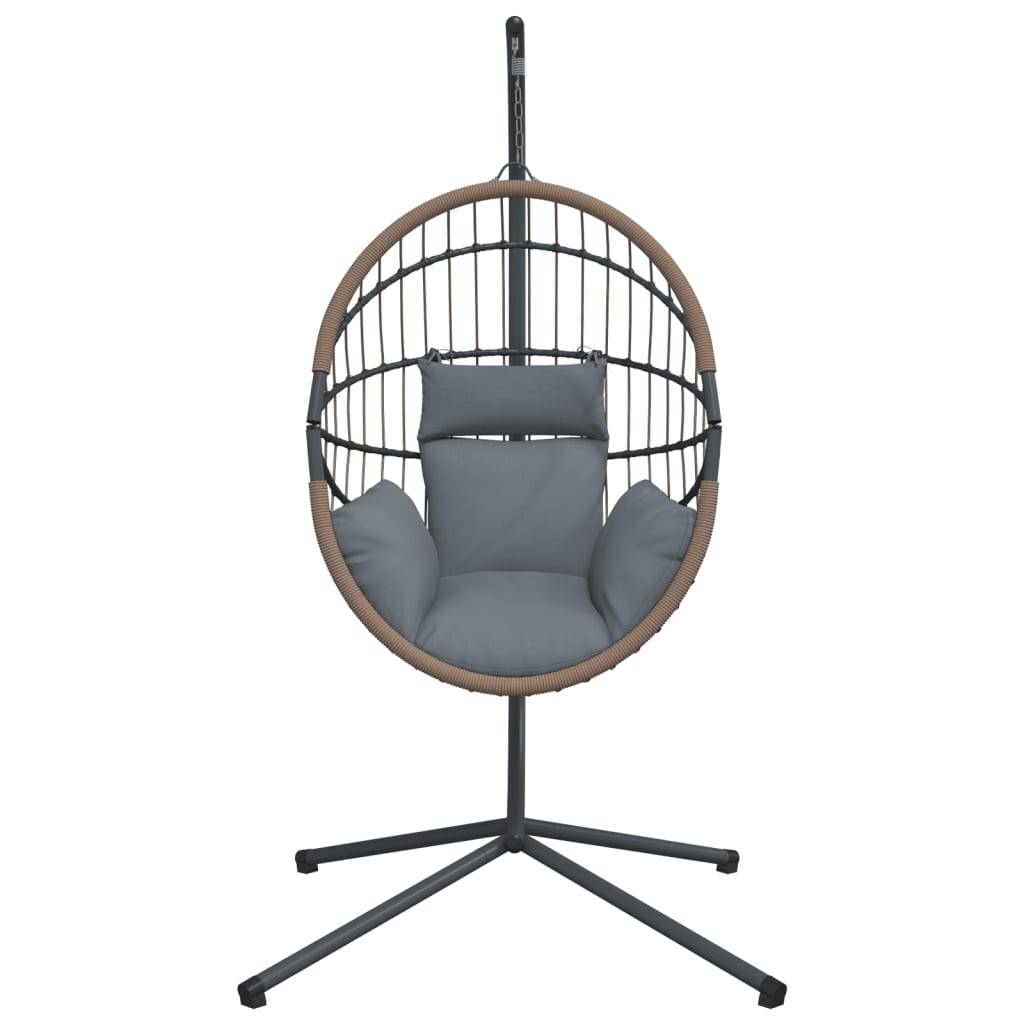 Vidaxl - Chaise suspendue forme d'œuf et support gris clair rotin acier vidaXL 4007406 - Image 8