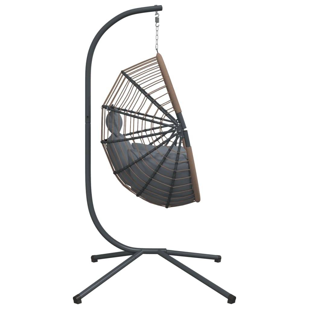 Vidaxl - Chaise suspendue forme d'œuf et support gris clair rotin acier vidaXL 4007406 - Image 6