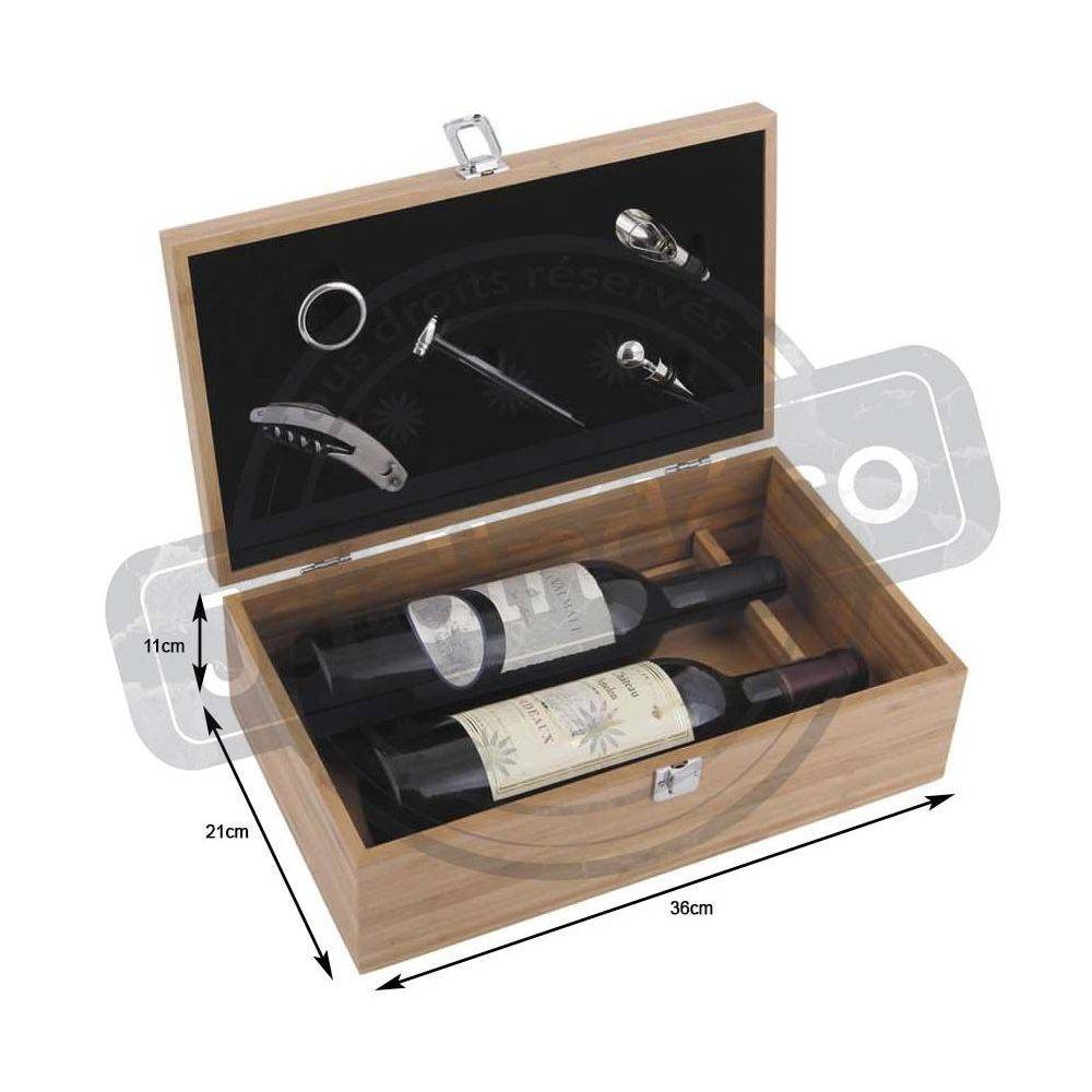 Aubry Gaspard - Coffret vin en bambou avec 5 accessoires inox – Idée cadeau élégante - Image 2