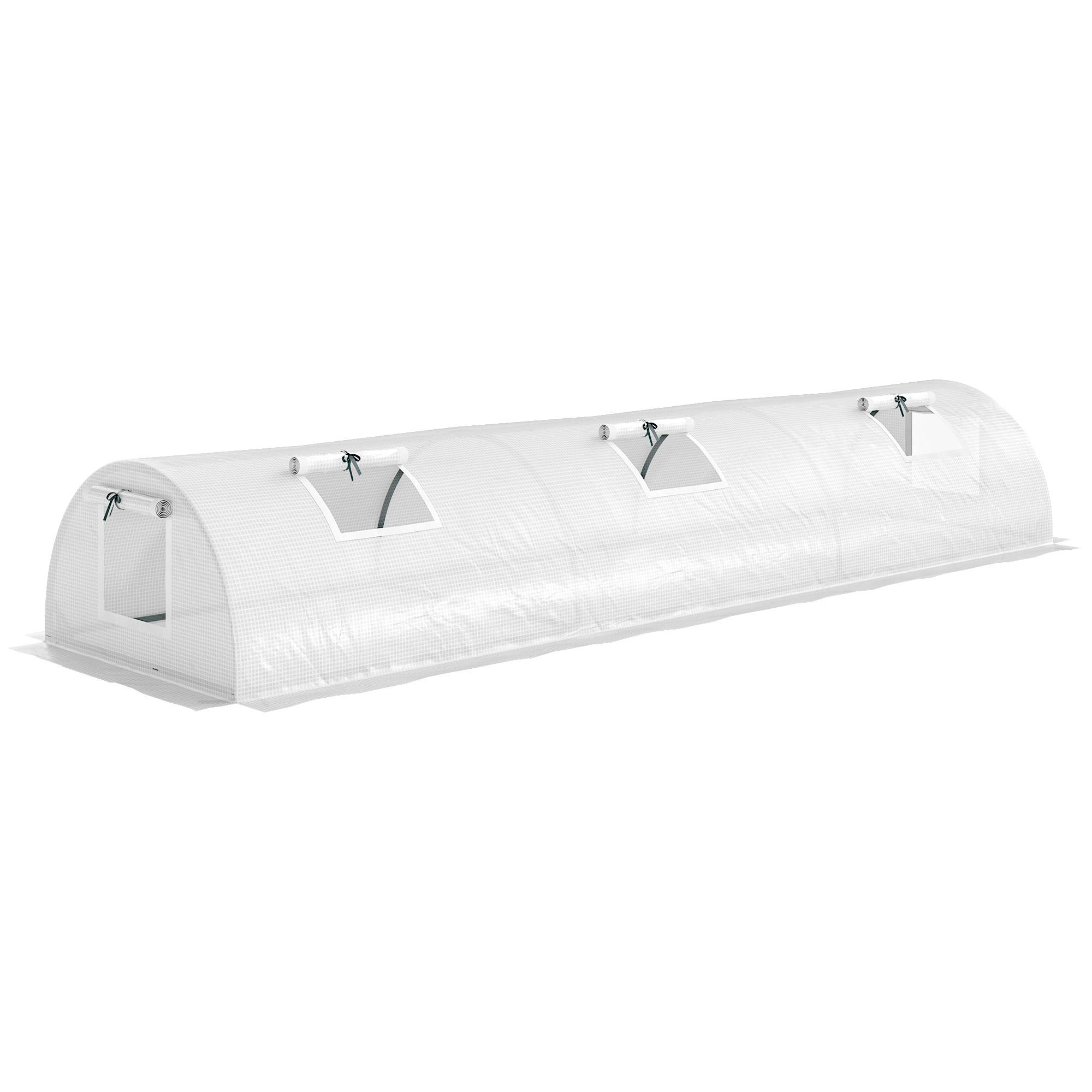 Mini serre tunnel bâche renforcée potager protection UV aération 300x80x45cm blanc - ComfortXL Outdoor Living - Image 2