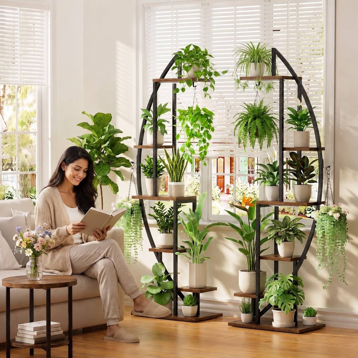 Étagère à Plantes 6 Niveaux avec Lumières de Culture Grand Ecran pour Salon Intérieur - Image 5