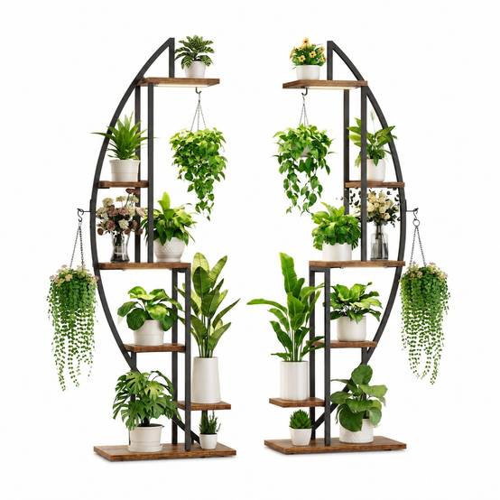 Étagère à Plantes 6 Niveaux avec Lumières de Culture Grand Ecran pour Salon Intérieur - Image 1