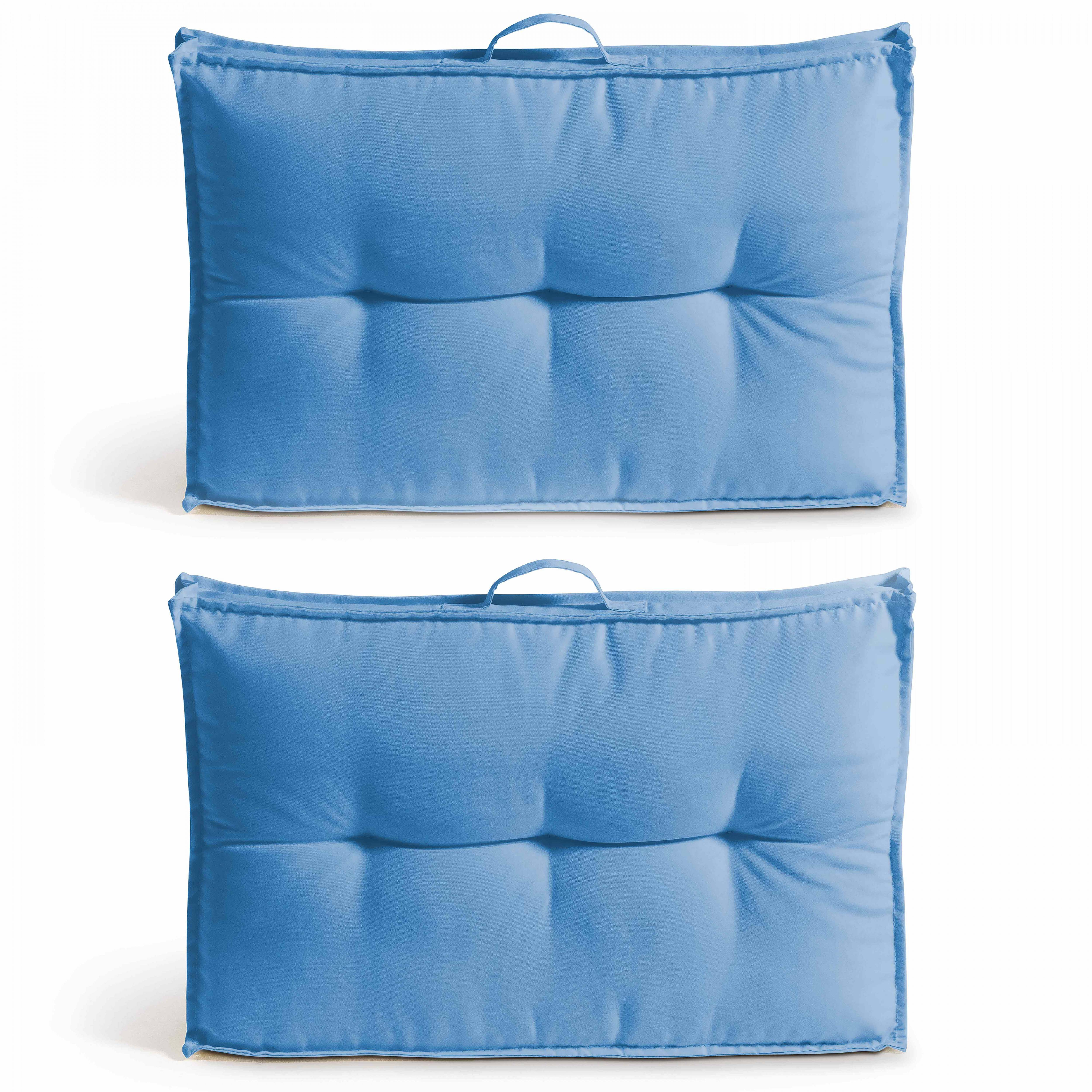 Oviala - Lot 2 coussins palette dossier polyester bleu 60x40x12 cm Cuzco - Oviala - Image 1