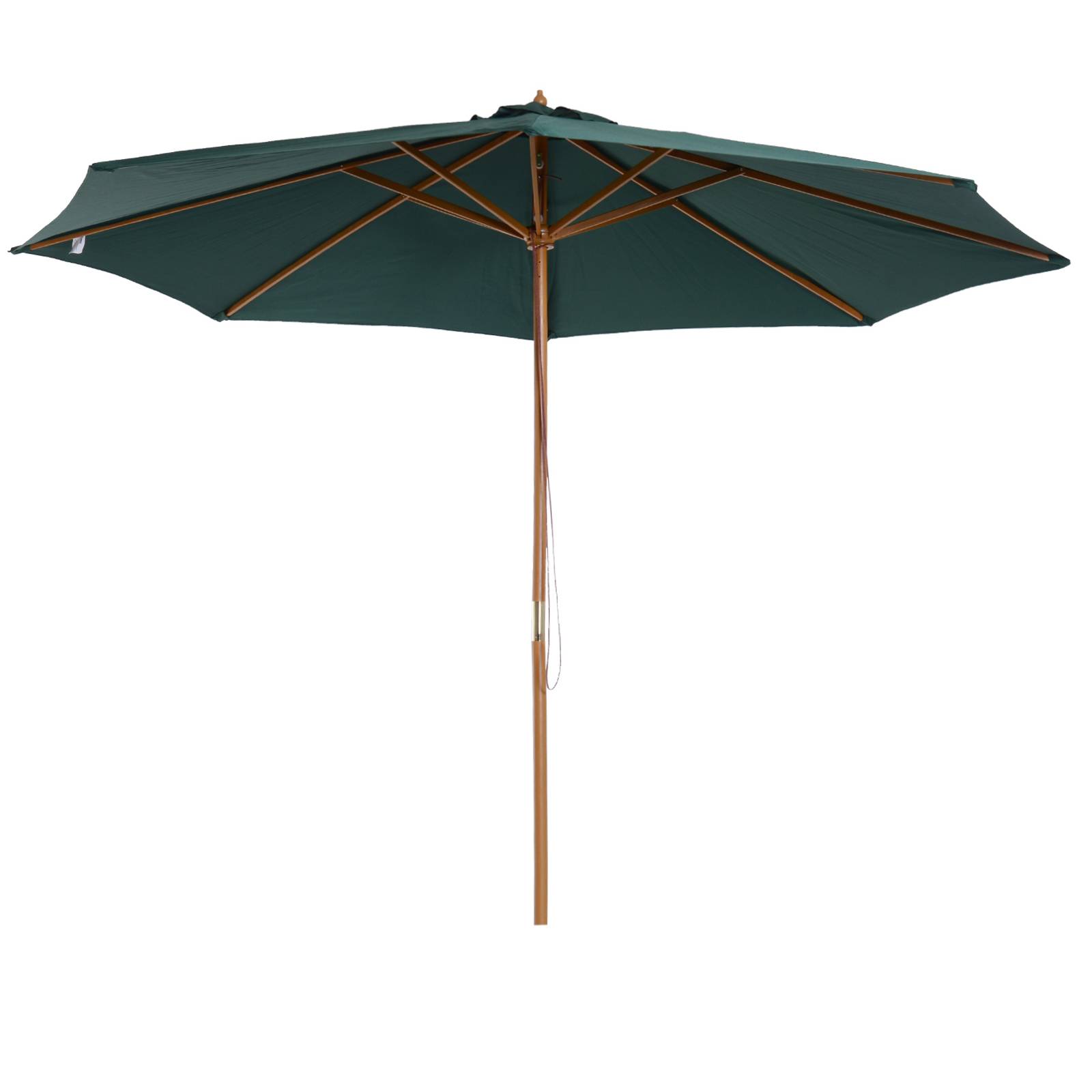 ComfortXL - Parasol jardin bois Ø300 cm vert toile polyester à poulie pour terrasse patio - ComfortXL Outdoor Living - Image 2
