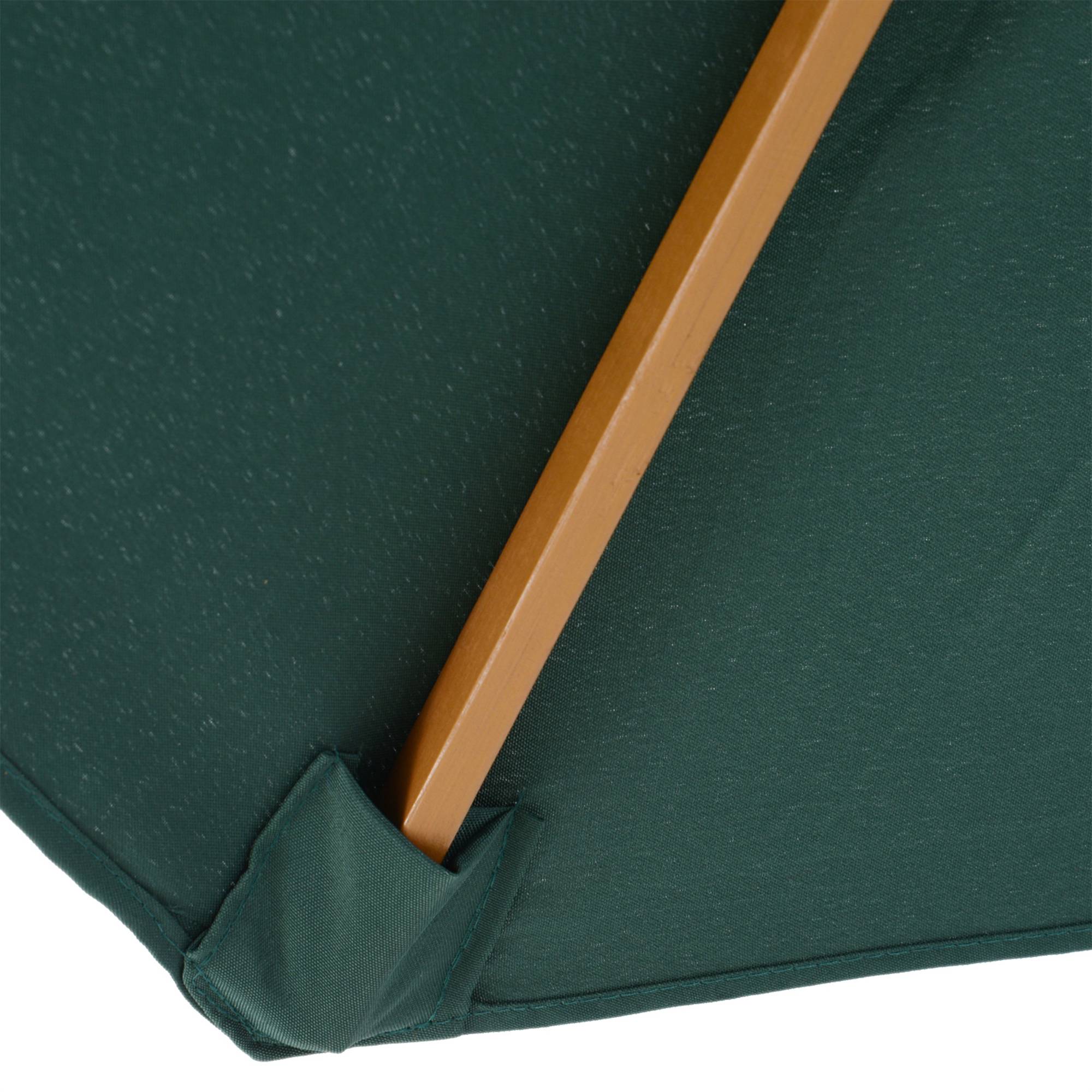 ComfortXL - Parasol jardin bois Ø300 cm vert toile polyester à poulie pour terrasse patio - ComfortXL Outdoor Living - Image 10
