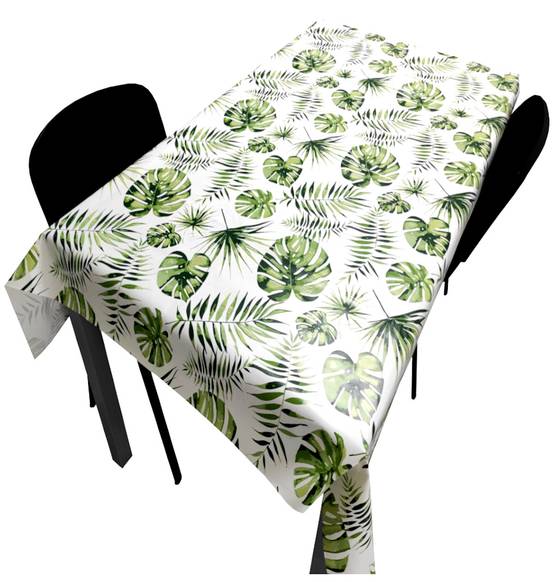Nappe Composition PVC Base Polyester Anti-taches Feuille Cœur Taille 140X140 CM - Image 1