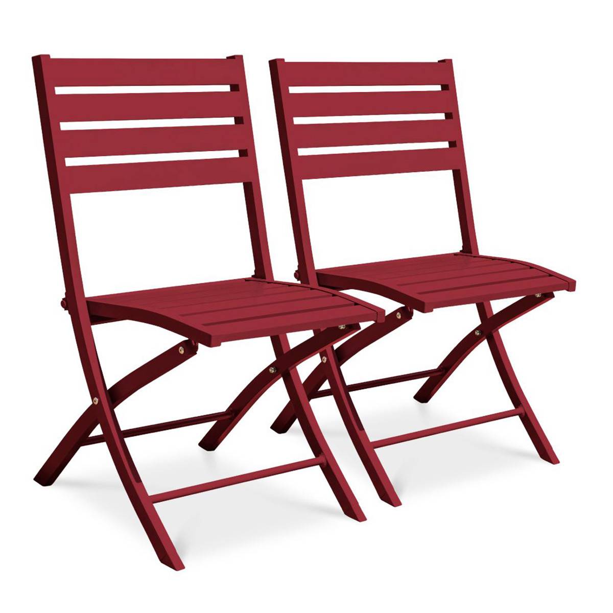 Paris Prix - Lot de 2 Chaises de Jardin Pliantes "Marius" 82cm Rouge Carmin - Image 1
