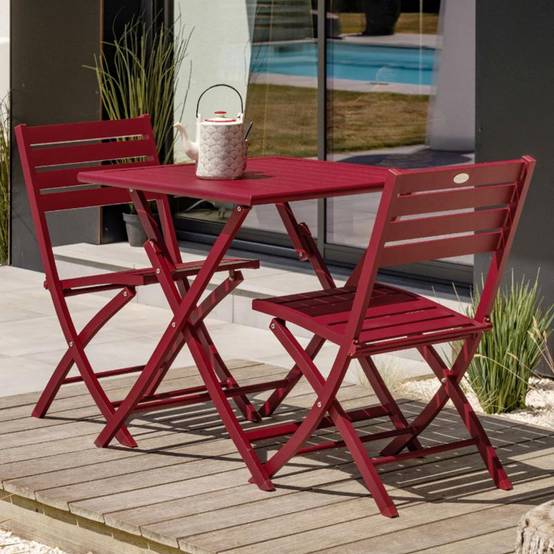 Paris Prix - Lot de 2 Chaises de Jardin Pliantes "Marius" 82cm Rouge Carmin - Image 5