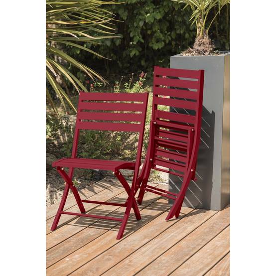 Paris Prix - Lot de 2 Chaises de Jardin Pliantes "Marius" 82cm Rouge Carmin - Image 4