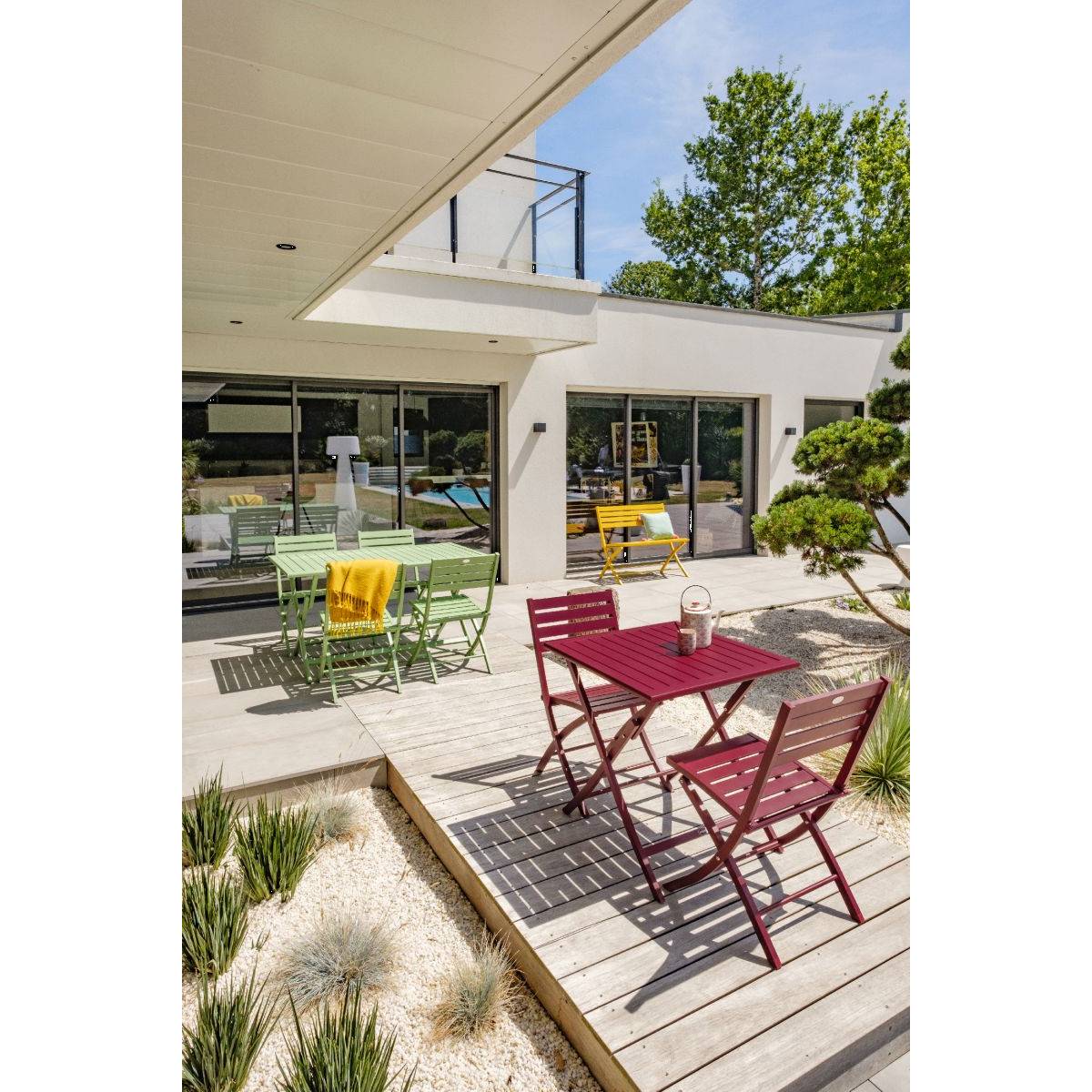 Paris Prix - Lot de 2 Chaises de Jardin Pliantes "Marius" 82cm Rouge Carmin - Image 9