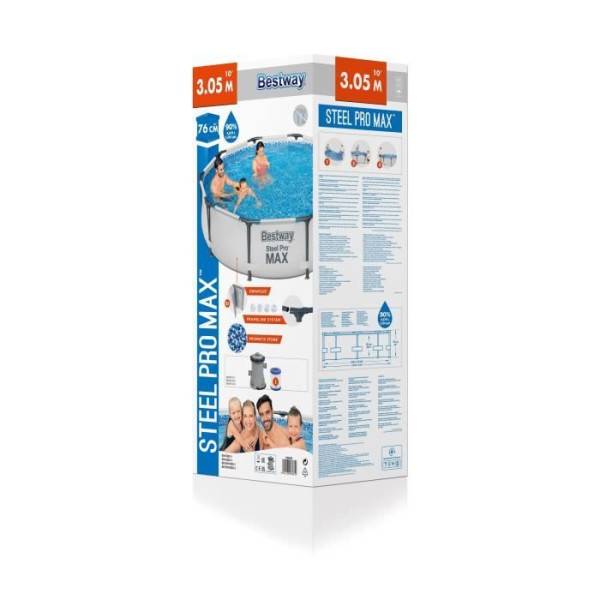 Bestway - Kit Piscine hors sol tubulaire BESTWAY Steel Pro Max™ - 305 x 76 cm - Ronde (Avec épurateur a cartouche et pompe de filtratio - Image 6