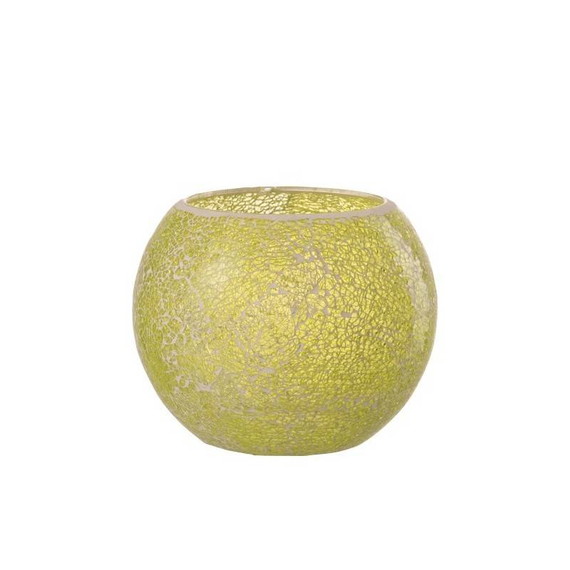 Photophore en verre jaune 20.5x20.5x17 cm - J-Line - Image 1