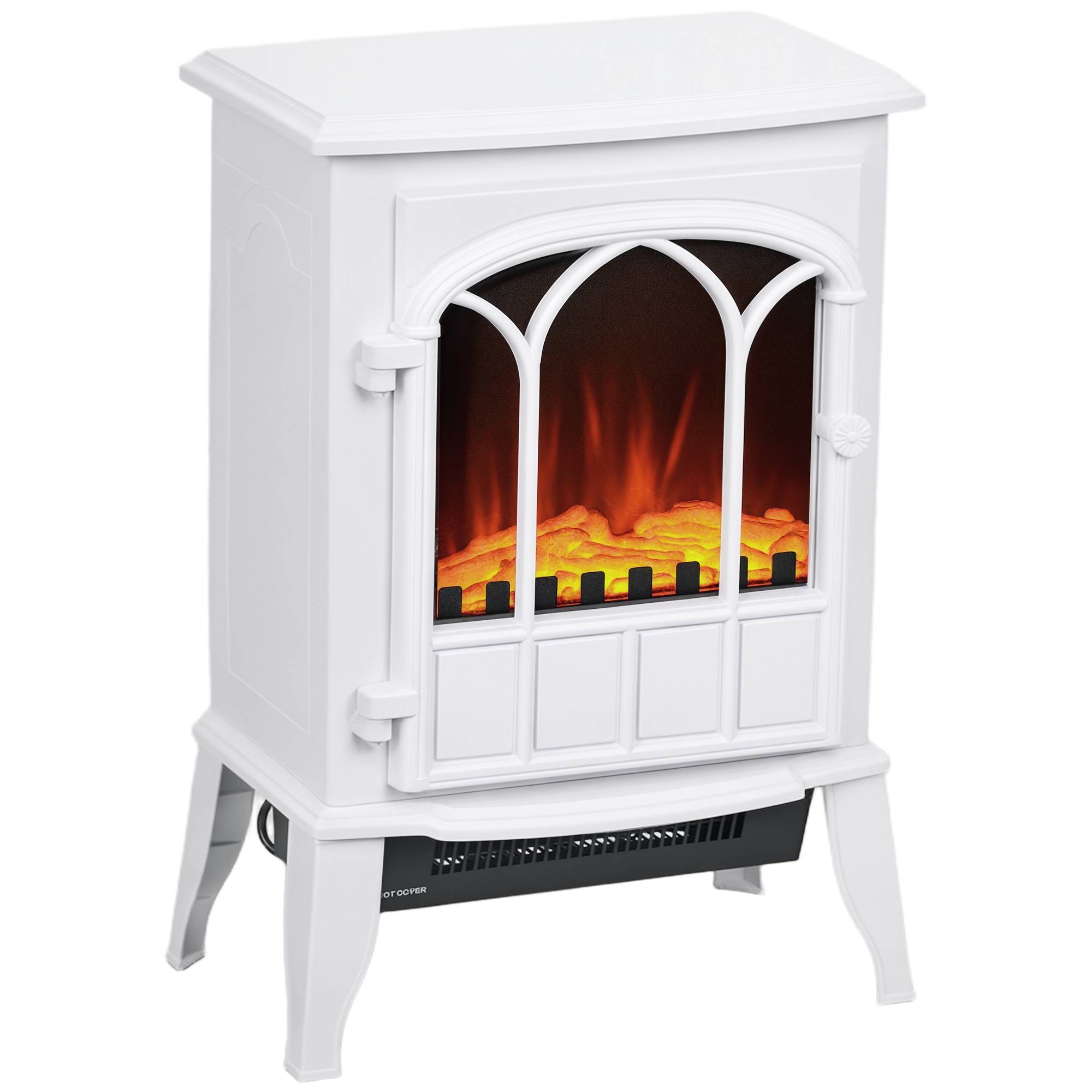 Cheminée électrique 1000W/2000W effet flamme température réglable et protection anti-surchauffe 15-30 m² blanc - Image 1