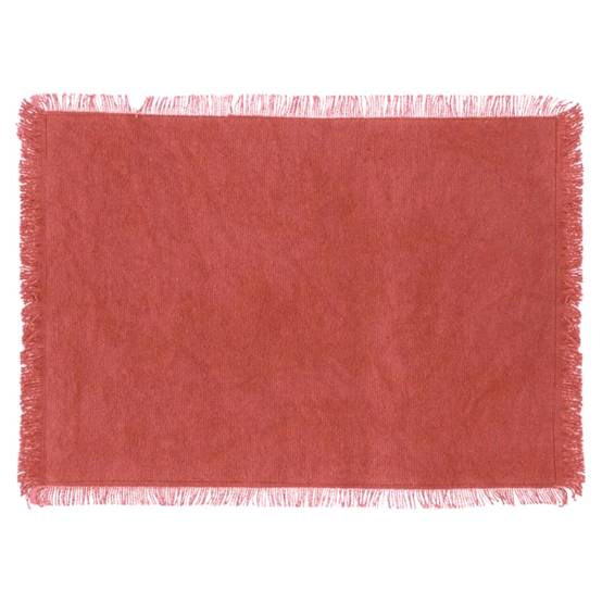 Set de table à franges - SECRET DE GOURMET - Coton - Terracotta - Image 1