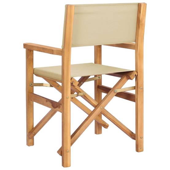 Chaise de directeur bois de teck marron et beige 56 x 54 x 87 cm, Poids:7.66kg - PANGIVO - Image 5