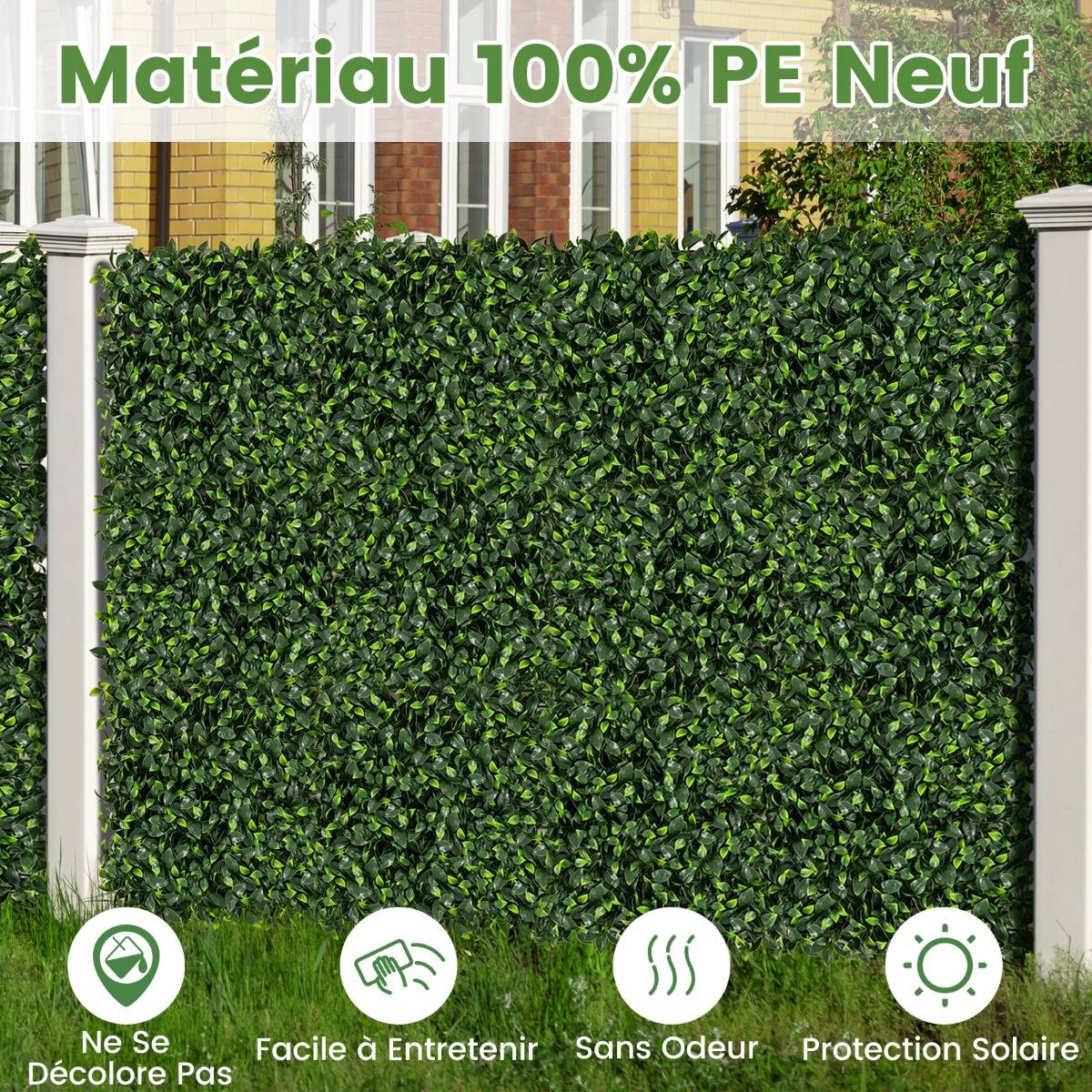 12 Haie d'Intimité Panneaux Muraux en Gazon Artificiel 50 x 50cm Panneaux d'Arbustes en Imitation Topiaire de Gardénia Murale - Image 6