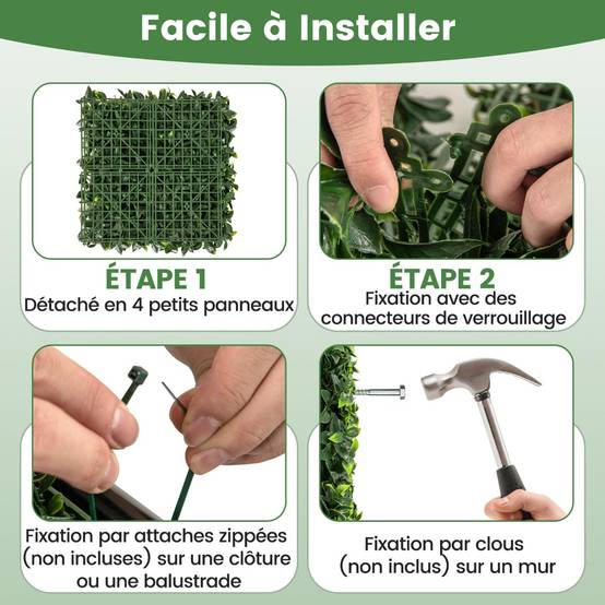 12 Haie d'Intimité Panneaux Muraux en Gazon Artificiel 50 x 50cm Panneaux d'Arbustes en Imitation Topiaire de Gardénia Murale - Image 9
