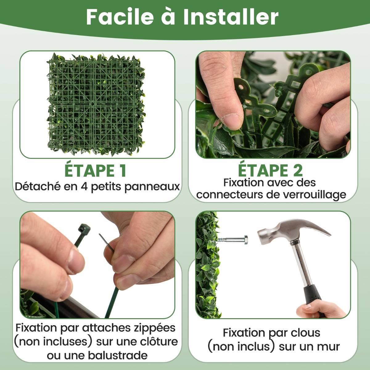 12 Haie d'Intimité Panneaux Muraux en Gazon Artificiel 50 x 50cm Panneaux d'Arbustes en Imitation Topiaire de Gardénia Murale - Image 9