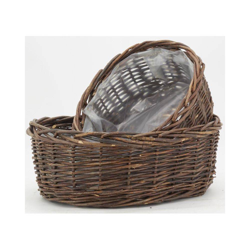 Aubry Gaspard - Corbeilles ovales en osier brut marron (lot de 2) - Image 2