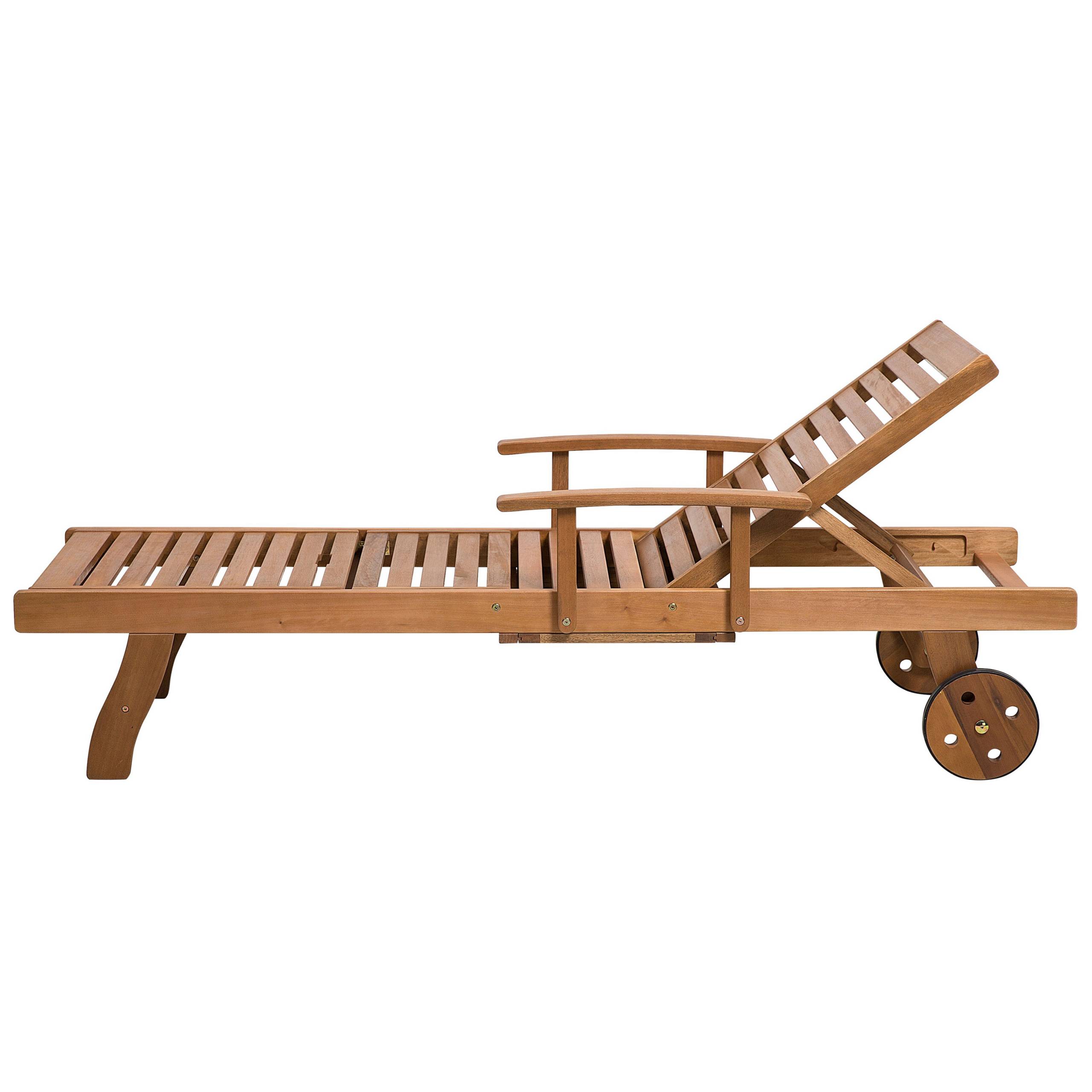Beliani - Transat Inclinable de Jardin ou Terrasse en Bois d'Acacia Résistant et Durable avec Coussin Bleu Beige Rayé Design Intemporel - Image 7
