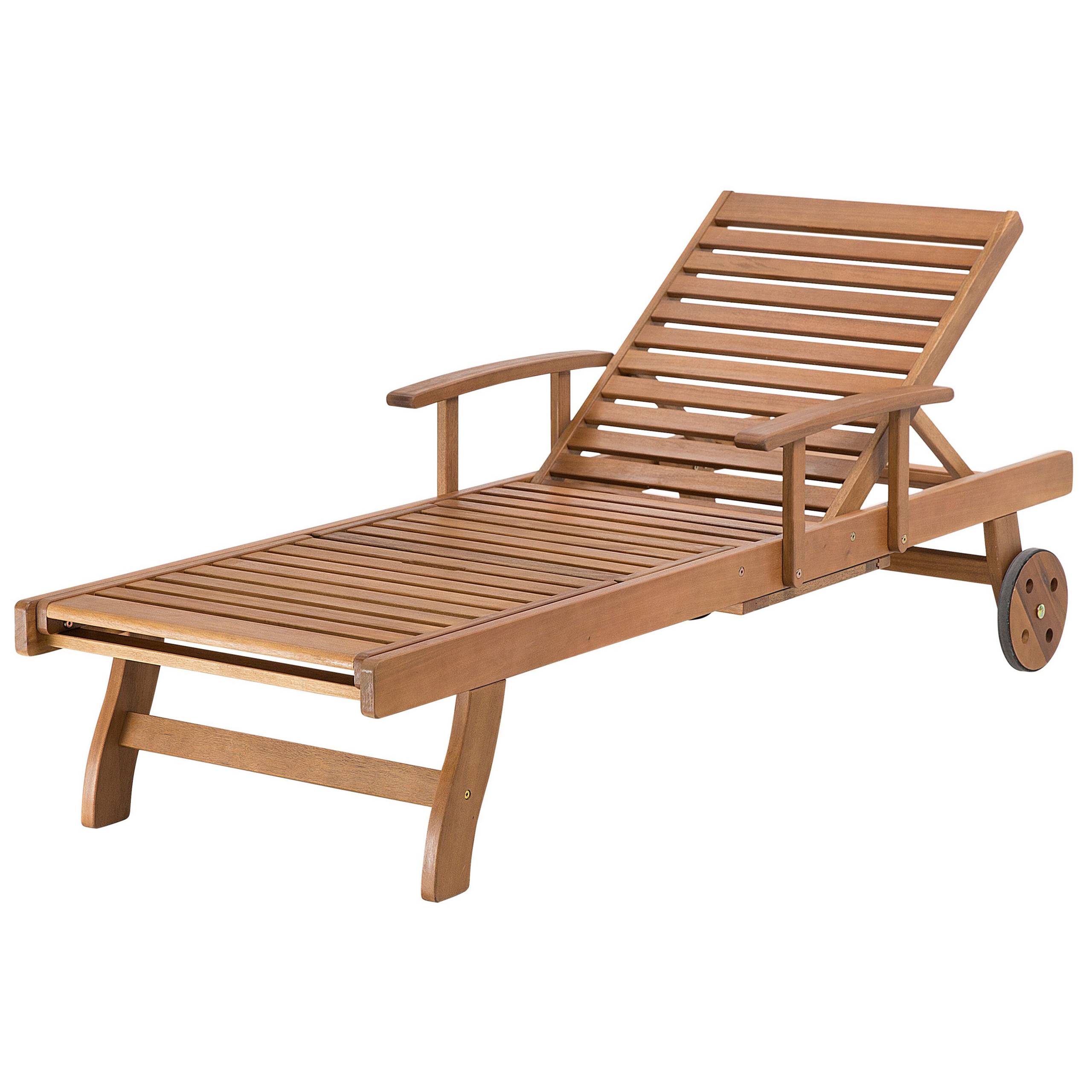 Beliani - Transat Inclinable de Jardin ou Terrasse en Bois d'Acacia Résistant et Durable avec Coussin Bleu Beige Rayé Design Intemporel - Image 5