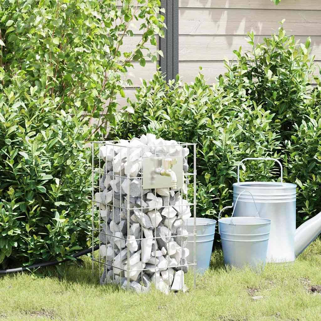 PANGIVO - Robinet gabion acier inoxydable argenté 25 x 25 x 50 cm - PANGIVO