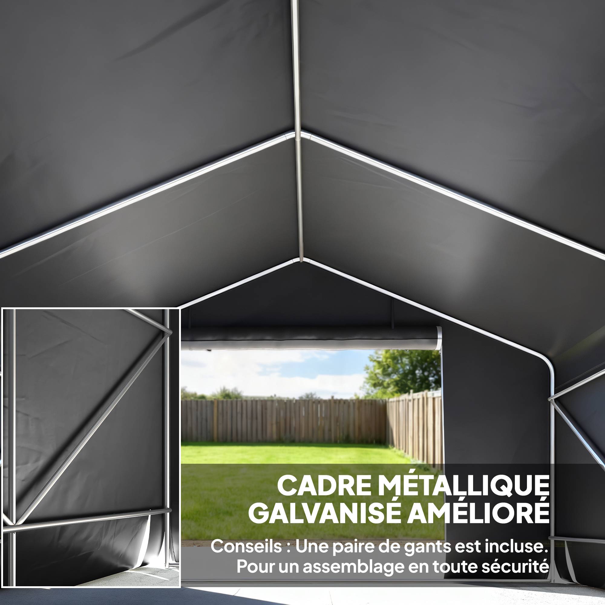 ComfortXL - Tente de stockage abri jardin toile PE épaisse protection motos 300x300cm gris foncé - ComfortXL Outdoor Living - Image 6