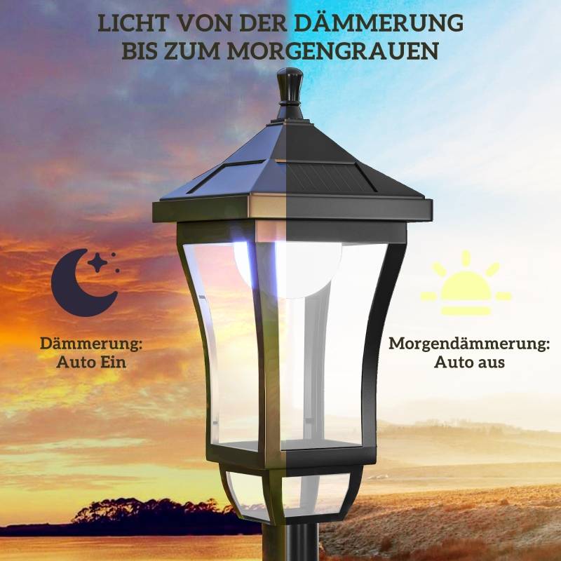 Lampadaire Solaire Extérieur LED Blanc Froid Capteur IP44 Jardin 127cm Noir - ComfortXL Outdoor Living - Image 5