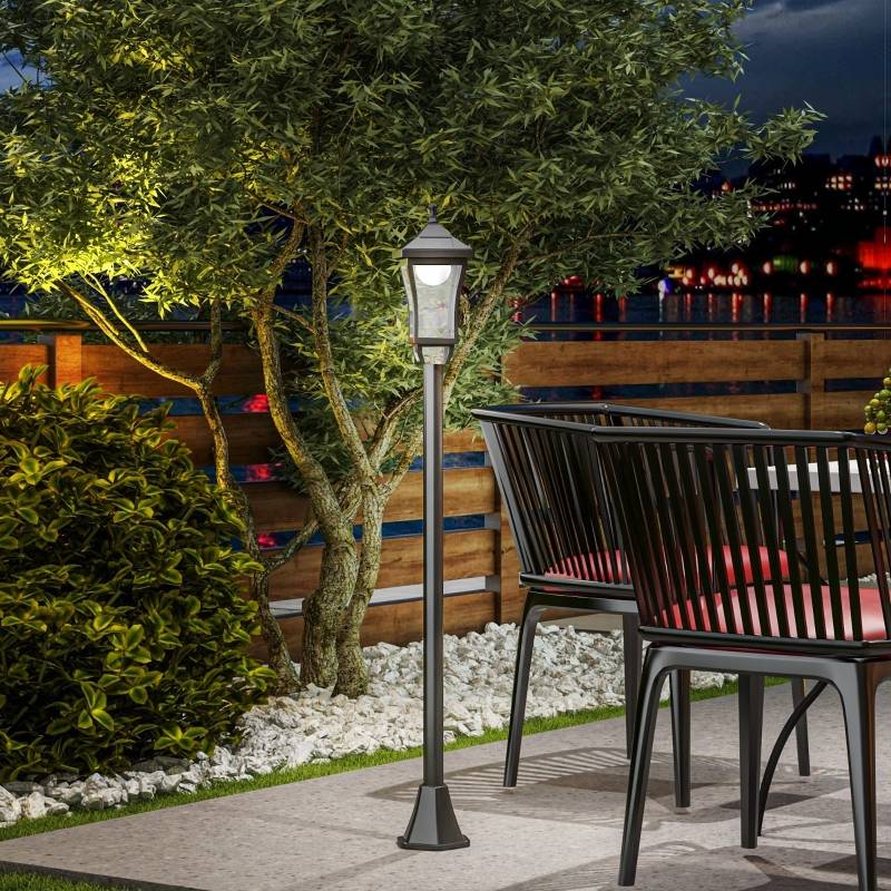 Lampadaire Solaire Extérieur LED Blanc Froid Capteur IP44 Jardin 127cm Noir - ComfortXL Outdoor Living - Image 1
