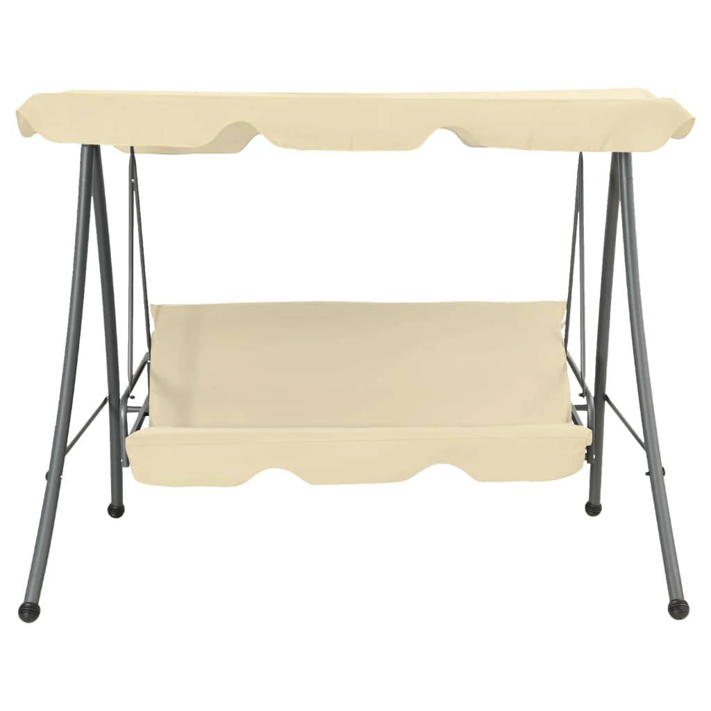 Balancelle de Jardin Convertible en Lit 2 Places Acier et Polyester Doux avec Grand Auvent Ajustable Blanc Sable – ComfortXL Outdoor Living - Image 2