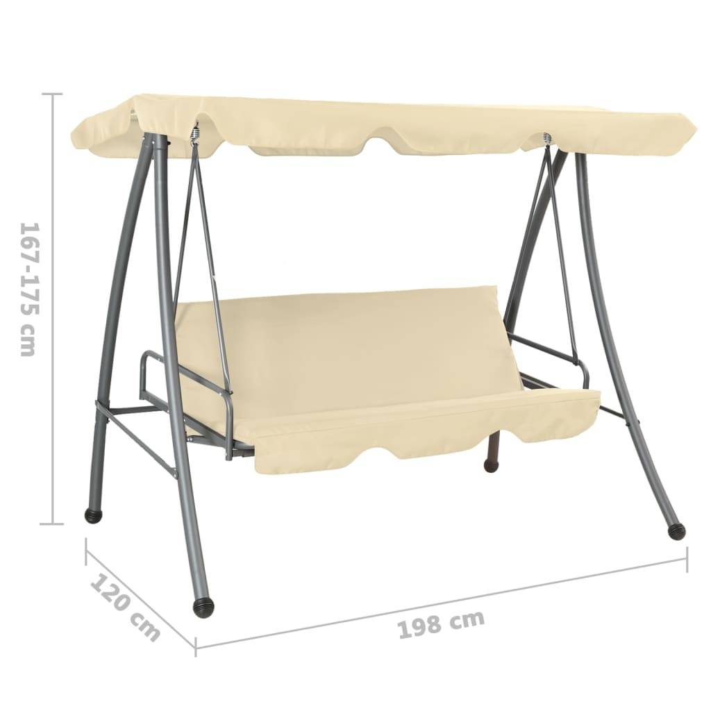 Balancelle de Jardin Convertible en Lit 2 Places Acier et Polyester Doux avec Grand Auvent Ajustable Blanc Sable – ComfortXL Outdoor Living - Image 6