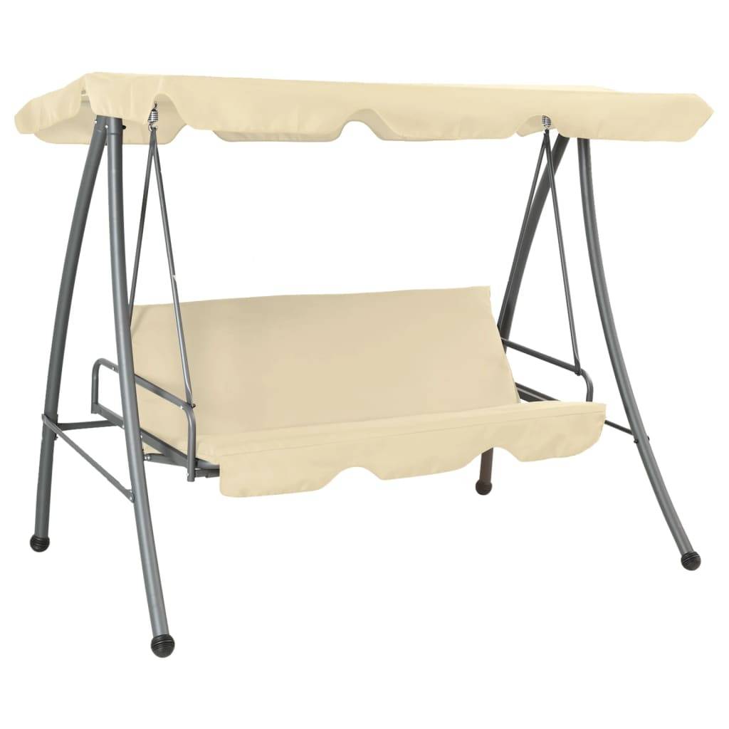 Balancelle de Jardin Convertible en Lit 2 Places Acier et Polyester Doux avec Grand Auvent Ajustable Blanc Sable – ComfortXL Outdoor Living - Image 1
