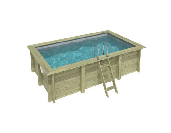 Altanka - Piscine hors sol en bois AQUA 4.65 x 2.85 - H.1.24 m, gris clair, fixations à visser - BAS7306OSPL2 - ALTANKA - Image 1