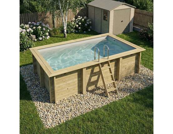 Altanka - Piscine hors sol en bois AQUA 4.65 x 2.85 - H.1.24 m, gris clair, fixations à visser - BAS7306OSPL2 - ALTANKA - Image 2