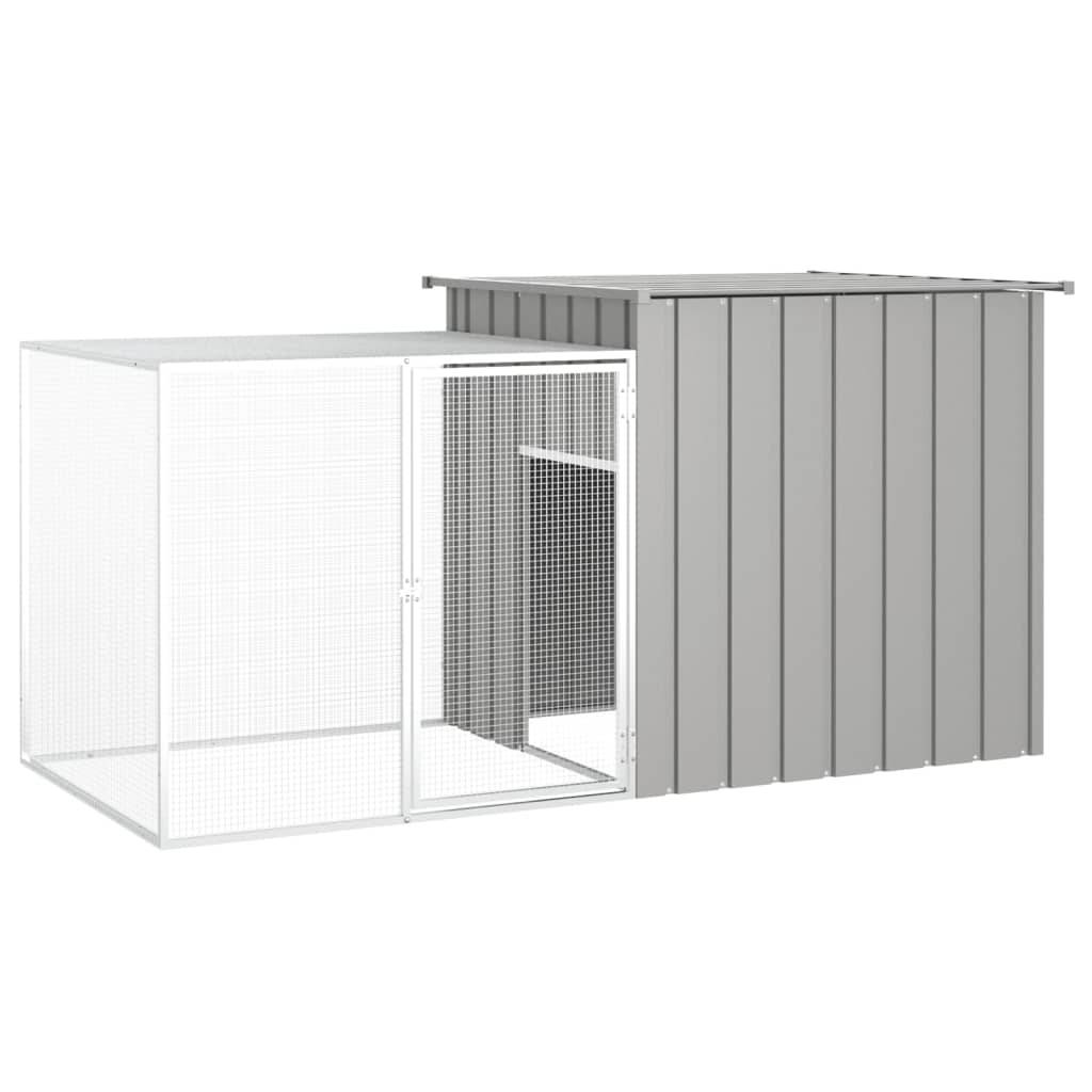 Clapier enclos à lapin extérieur 200x91x100 cm acier galvanisé Gris – ComfortXL Outdoor Living - Image 1