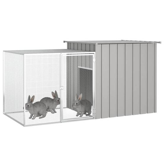 Clapier enclos à lapin extérieur 200x91x100 cm acier galvanisé Gris – ComfortXL Outdoor Living - Image 2