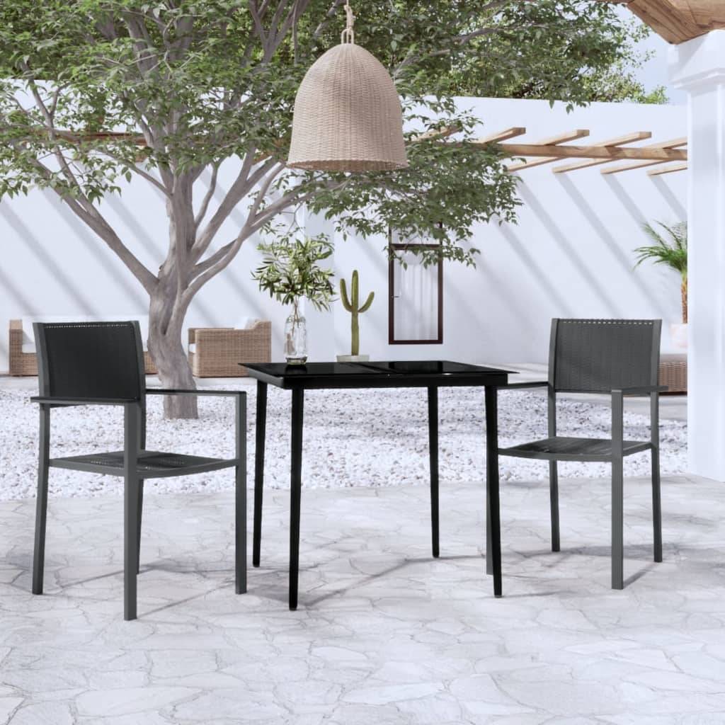 Ensemble Bistro 2P Plastique Aspect Rotin et Acier Noir – ComfortXL Outdoor Living - Image 1