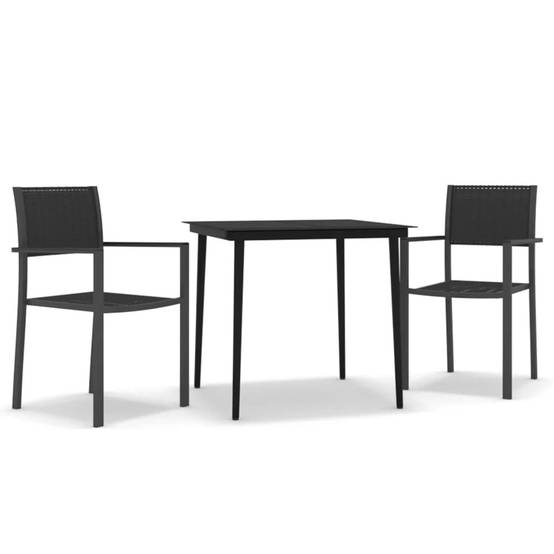 Ensemble Bistro 2P Plastique Aspect Rotin et Acier Noir – ComfortXL Outdoor Living - Image 2
