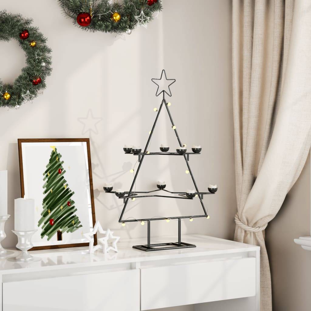 ComfortXL - Petit sapin de Noël en métal avec bougeoirs pour table Noir 75 cm – ComfortXL Outdoor Living - Image 3