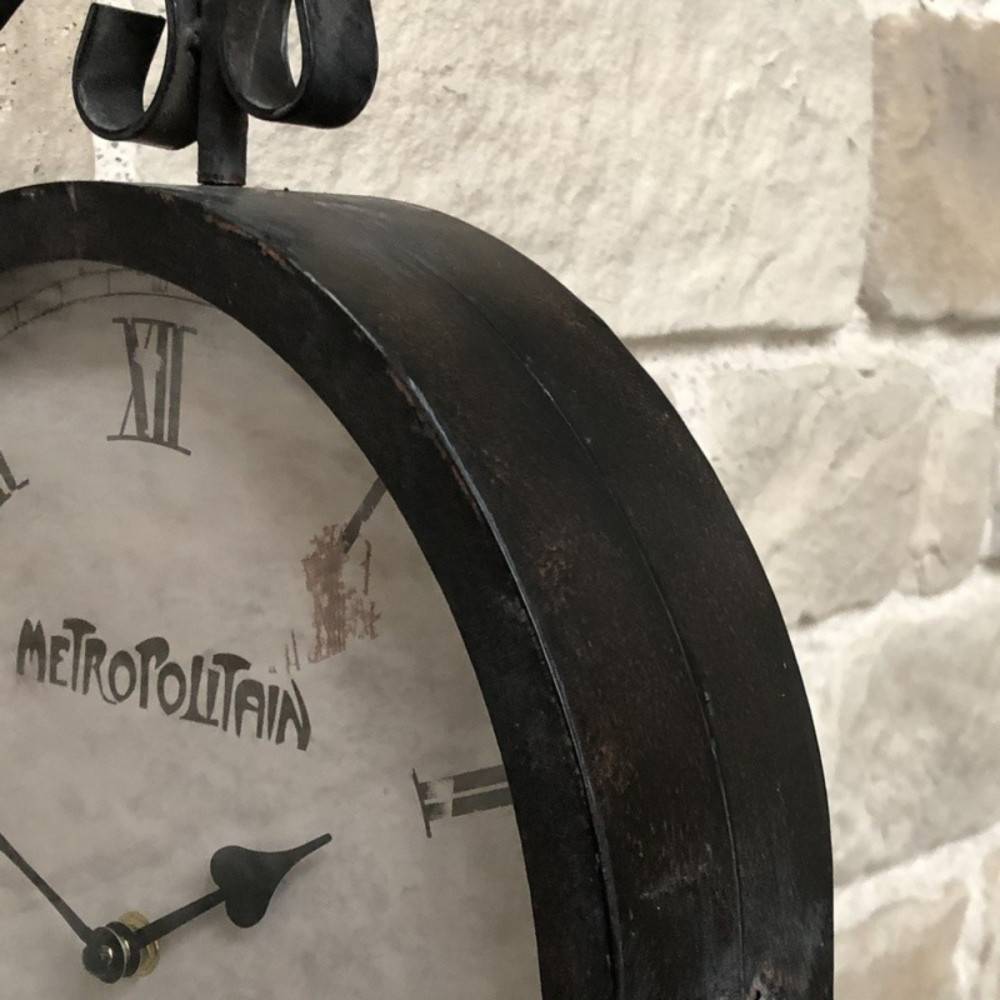 Horloge murale décorative gare double face vintage métal gris 48cm Chemin de campagne - Image 3